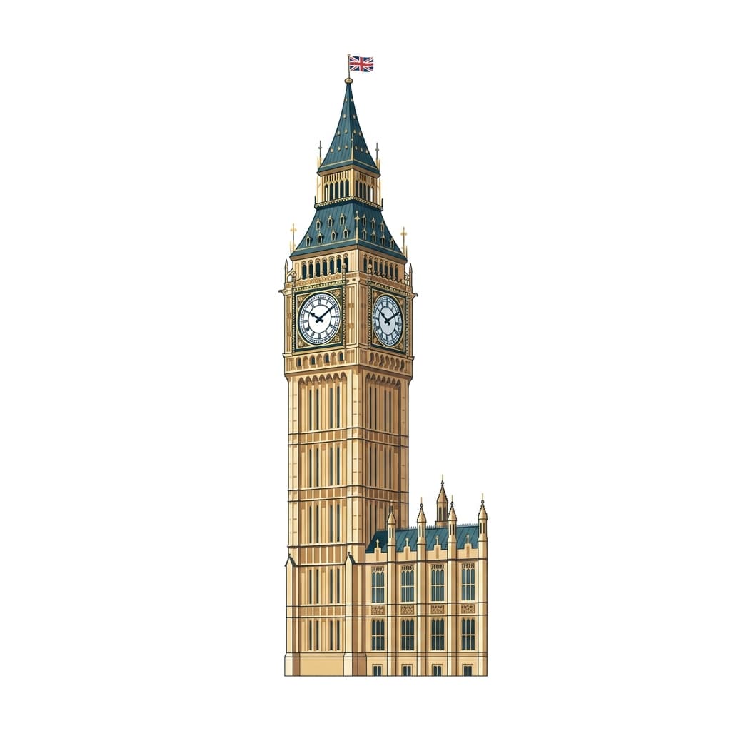 Big Ben na kumakatawan sa koneksyon sa UK
